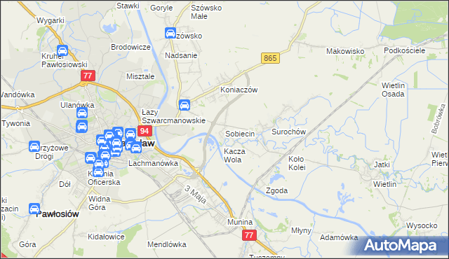 mapa Sobiecin, Sobiecin na mapie Targeo