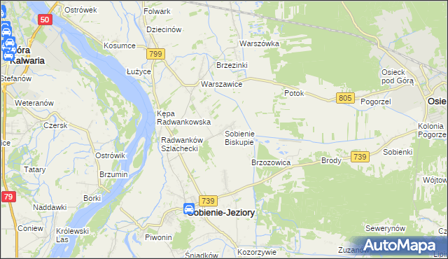 mapa Sobienie Biskupie, Sobienie Biskupie na mapie Targeo