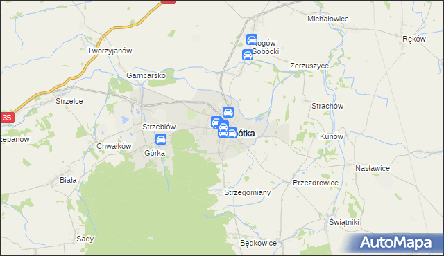 mapa Sobótka powiat wrocławski, Sobótka powiat wrocławski na mapie Targeo