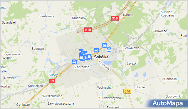 mapa Sokółka, Sokółka na mapie Targeo