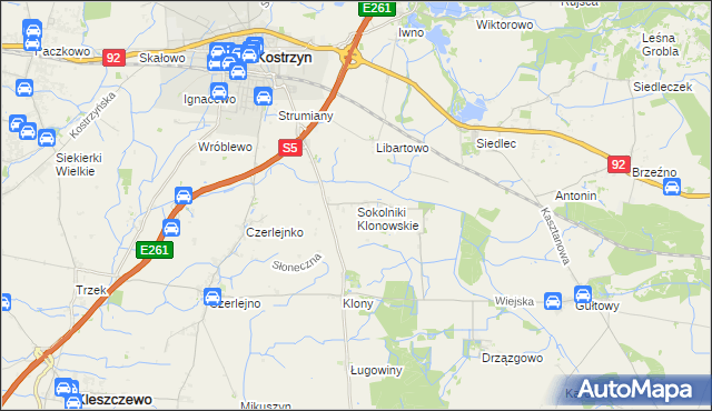 mapa Sokolniki Klonowskie, Sokolniki Klonowskie na mapie Targeo