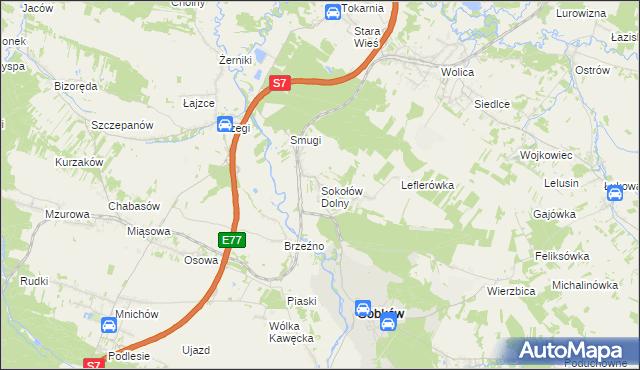 mapa Sokołów Dolny, Sokołów Dolny na mapie Targeo