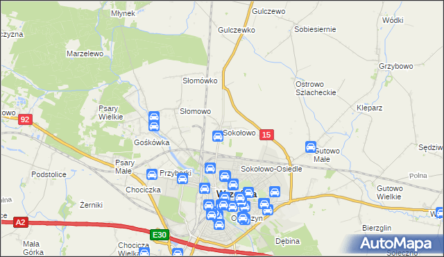 mapa Sokołowo gmina Września, Sokołowo gmina Września na mapie Targeo