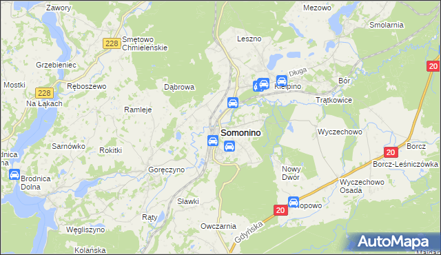 mapa Somonino, Somonino na mapie Targeo