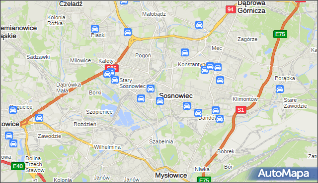 mapa Sosnowca, Sosnowiec na mapie Targeo