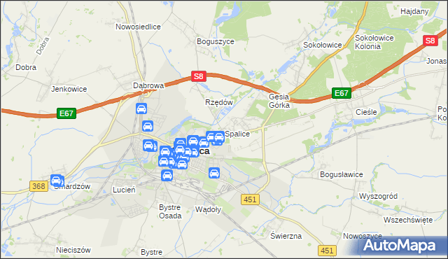 mapa Spalice, Spalice na mapie Targeo