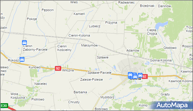 mapa Spławie gmina Golina, Spławie gmina Golina na mapie Targeo