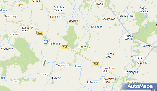 mapa Sporwiny, Sporwiny na mapie Targeo