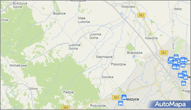 mapa Stachowice, Stachowice na mapie Targeo