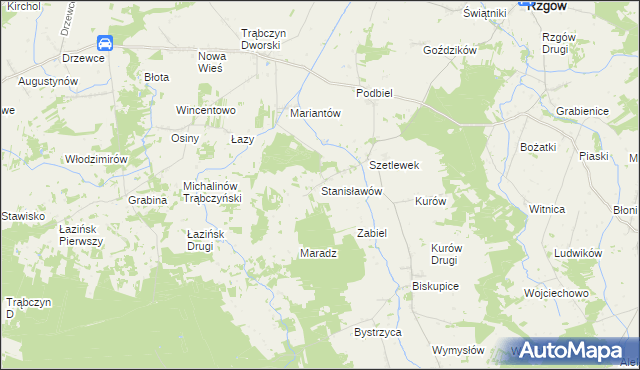 mapa Stanisławów gmina Zagórów, Stanisławów gmina Zagórów na mapie Targeo