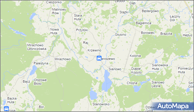 mapa Staniszewo gmina Kartuzy, Staniszewo gmina Kartuzy na mapie Targeo
