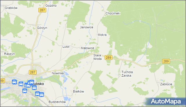 mapa Stara Woda gmina Lubsko, Stara Woda gmina Lubsko na mapie Targeo