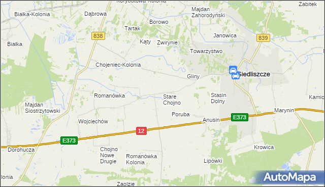mapa Stare Chojno, Stare Chojno na mapie Targeo