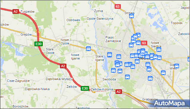 mapa Stare Iganie, Stare Iganie na mapie Targeo
