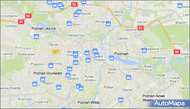 mapa Stare Miasto gmina Poznań, Stare Miasto gmina Poznań na mapie Targeo