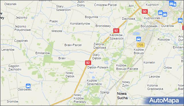 mapa Stary Dębsk, Stary Dębsk na mapie Targeo