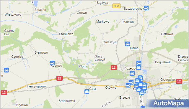 mapa Stary Gostyń, Stary Gostyń na mapie Targeo