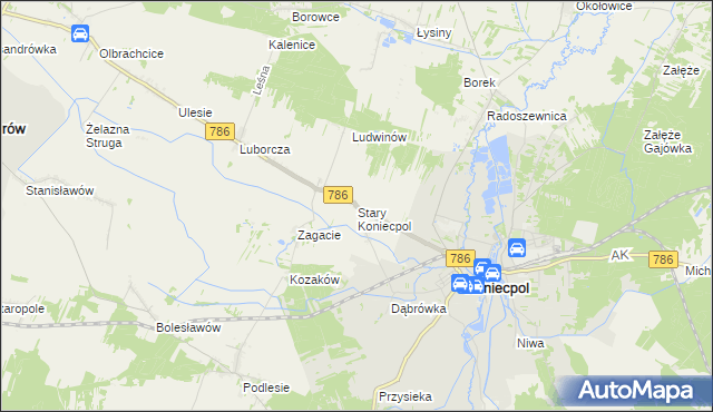 mapa Stary Koniecpol, Stary Koniecpol na mapie Targeo