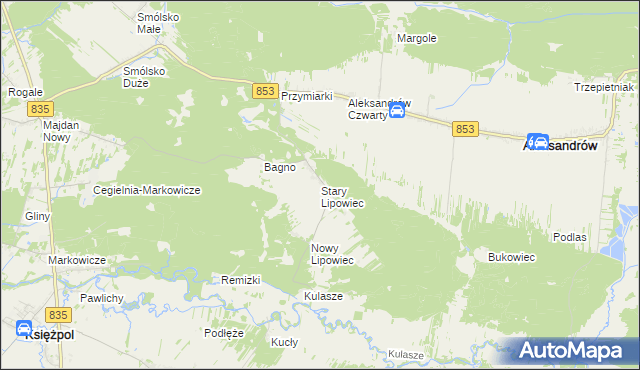 mapa Stary Lipowiec, Stary Lipowiec na mapie Targeo