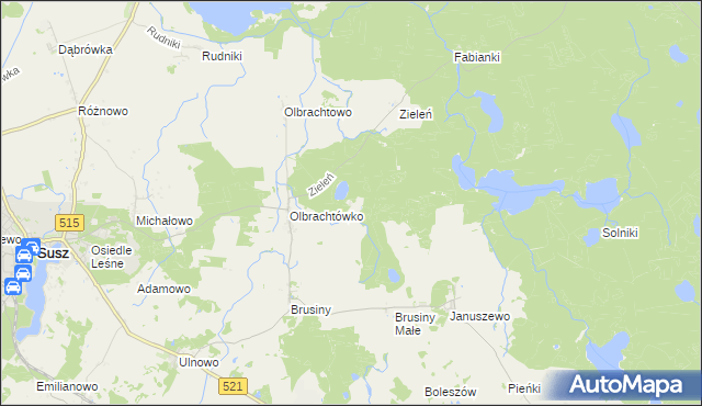 mapa Stawiec gmina Susz, Stawiec gmina Susz na mapie Targeo