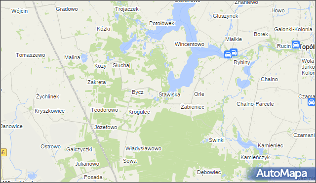 mapa Stawiska gmina Piotrków Kujawski, Stawiska gmina Piotrków Kujawski na mapie Targeo