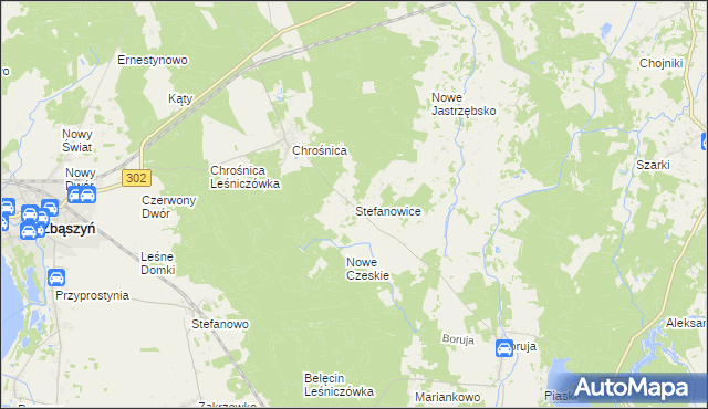 mapa Stefanowice gmina Zbąszyń, Stefanowice gmina Zbąszyń na mapie Targeo