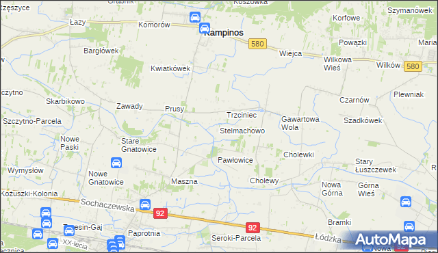 mapa Stelmachowo gmina Leszno, Stelmachowo gmina Leszno na mapie Targeo