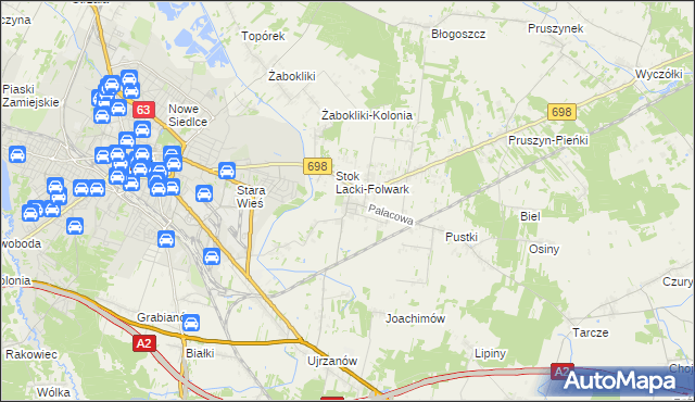 mapa Stok Lacki, Stok Lacki na mapie Targeo