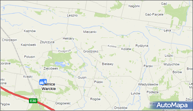 mapa Strachów gmina Świnice Warckie, Strachów gmina Świnice Warckie na mapie Targeo