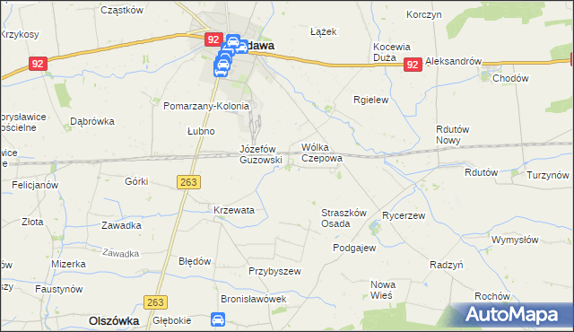 mapa Straszkówek, Straszkówek na mapie Targeo