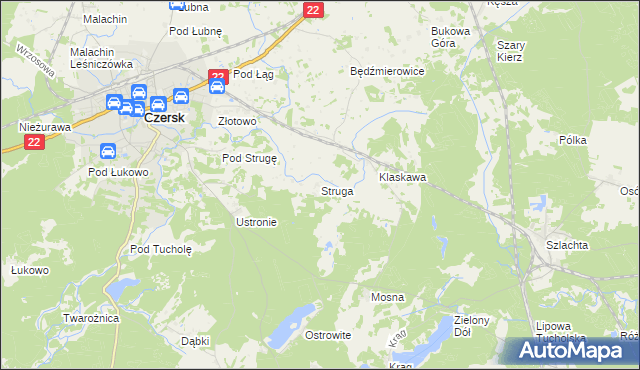 mapa Struga gmina Czersk, Struga gmina Czersk na mapie Targeo