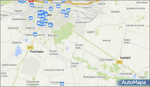 mapa Strupin Mały, Strupin Mały na mapie Targeo