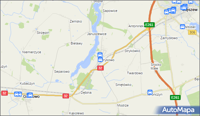 mapa Strykowo, Strykowo na mapie Targeo