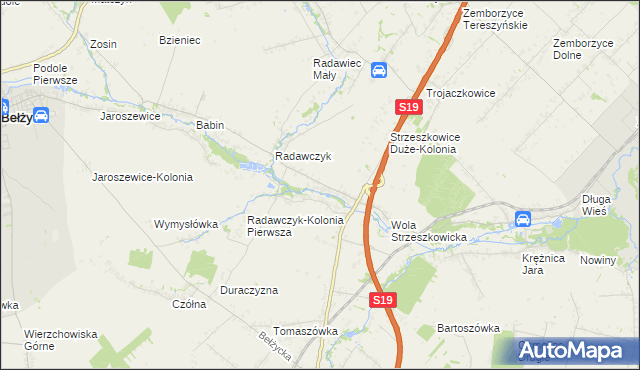 mapa Strzeszkowice Małe, Strzeszkowice Małe na mapie Targeo