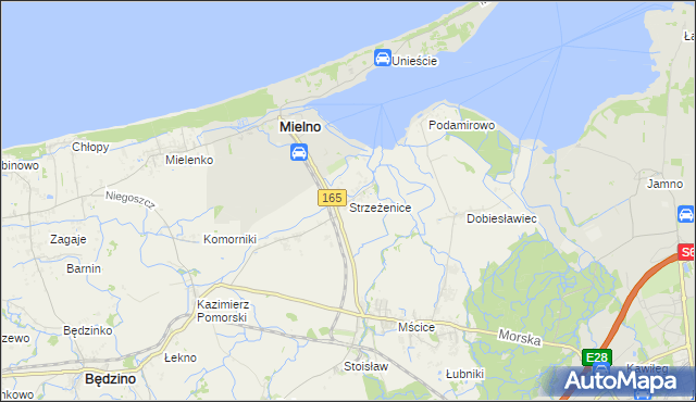 mapa Strzeżenice, Strzeżenice na mapie Targeo