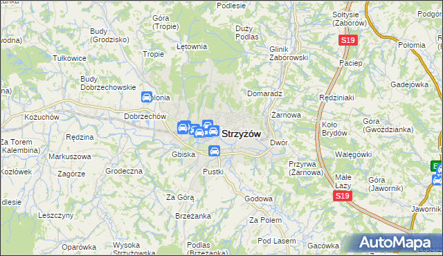 mapa Strzyżów, Strzyżów na mapie Targeo