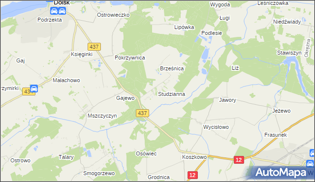 mapa Studzianna gmina Borek Wielkopolski, Studzianna gmina Borek Wielkopolski na mapie Targeo