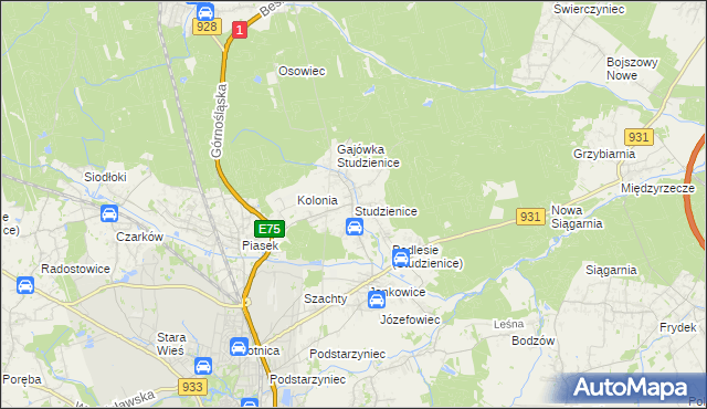 mapa Studzienice gmina Pszczyna, Studzienice gmina Pszczyna na mapie Targeo