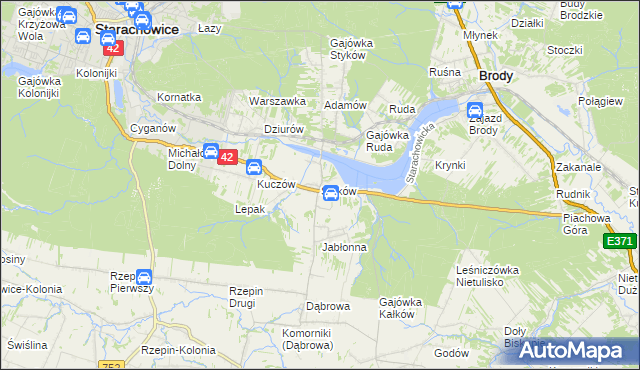 mapa Styków gmina Brody, Styków gmina Brody na mapie Targeo