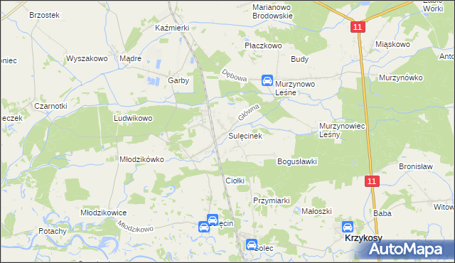 mapa Sulęcinek, Sulęcinek na mapie Targeo