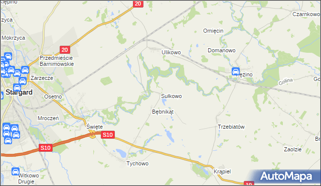 mapa Sułkowo gmina Stargard, Sułkowo gmina Stargard na mapie Targeo