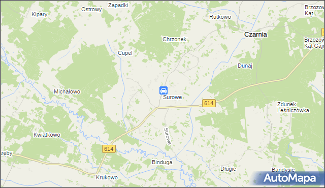 mapa Surowe gmina Czarnia, Surowe gmina Czarnia na mapie Targeo