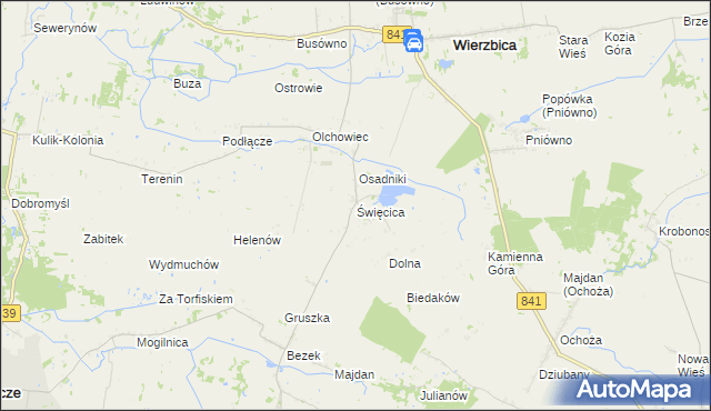mapa Święcica gmina Wierzbica, Święcica gmina Wierzbica na mapie Targeo