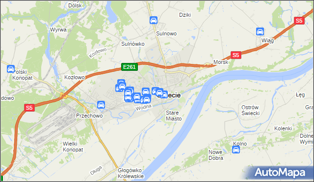 mapa Świecie, Świecie na mapie Targeo