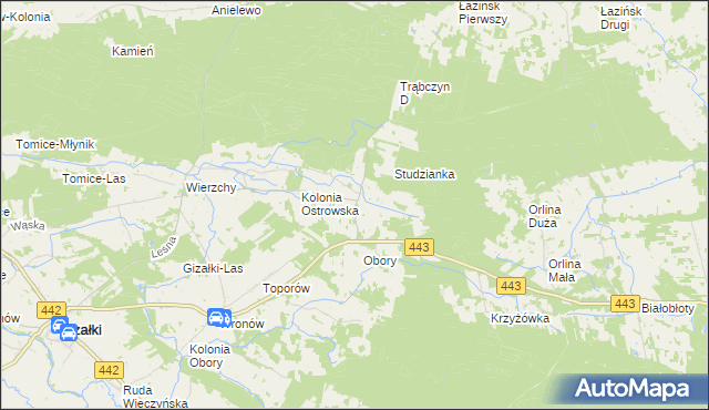 mapa Świerczyna gmina Gizałki, Świerczyna gmina Gizałki na mapie Targeo