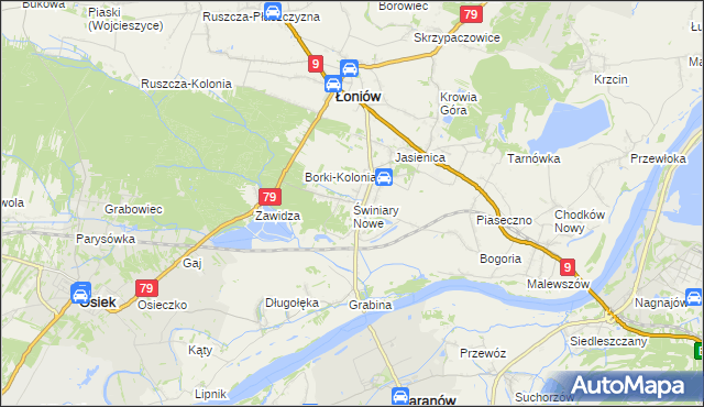 mapa Świniary Nowe, Świniary Nowe na mapie Targeo