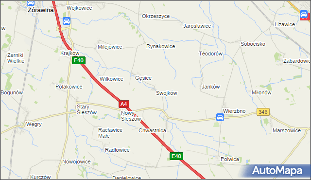 mapa Swojków gmina Domaniów, Swojków gmina Domaniów na mapie Targeo