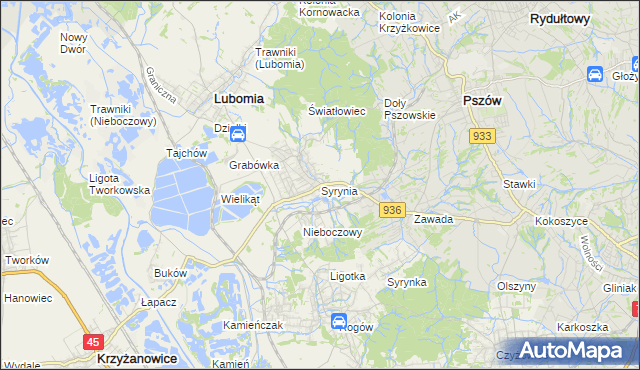 mapa Syrynia, Syrynia na mapie Targeo