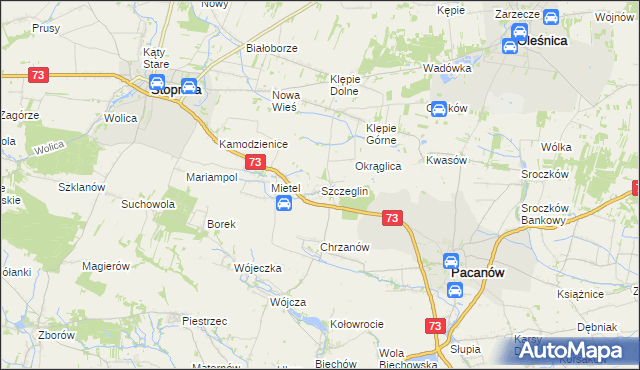 mapa Szczeglin gmina Stopnica, Szczeglin gmina Stopnica na mapie Targeo