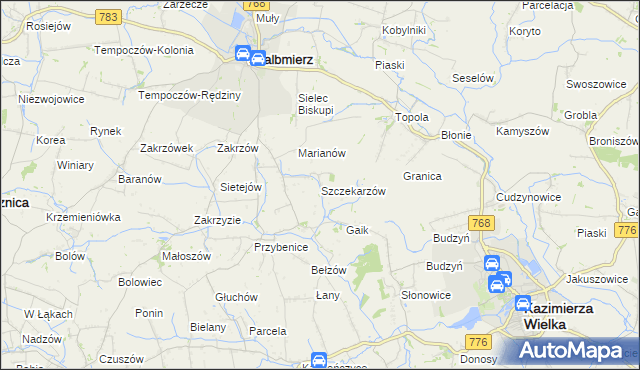 mapa Szczekarzów, Szczekarzów na mapie Targeo